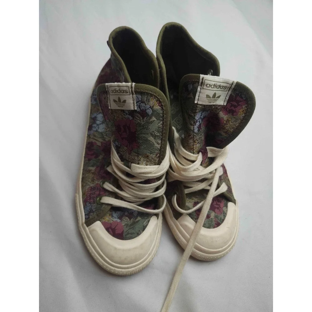Adidas Honey Hook Sneakers Womens Size 7 Green Floral Tapestry High‎ Top Lace Up